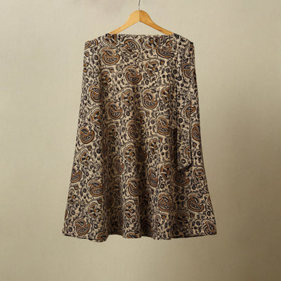 Beige - kalamkari cotton wrap around skirt 55 - handcrafted