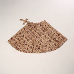 Beige - kalamkari cotton wrap around skirt 63 - handcrafted