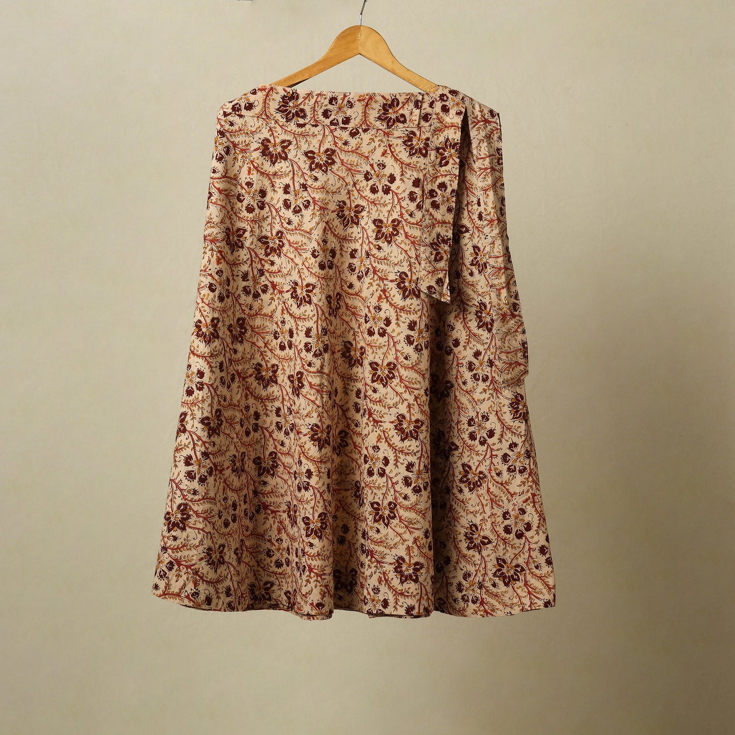 Beige - kalamkari cotton wrap around skirt 63 - handcrafted