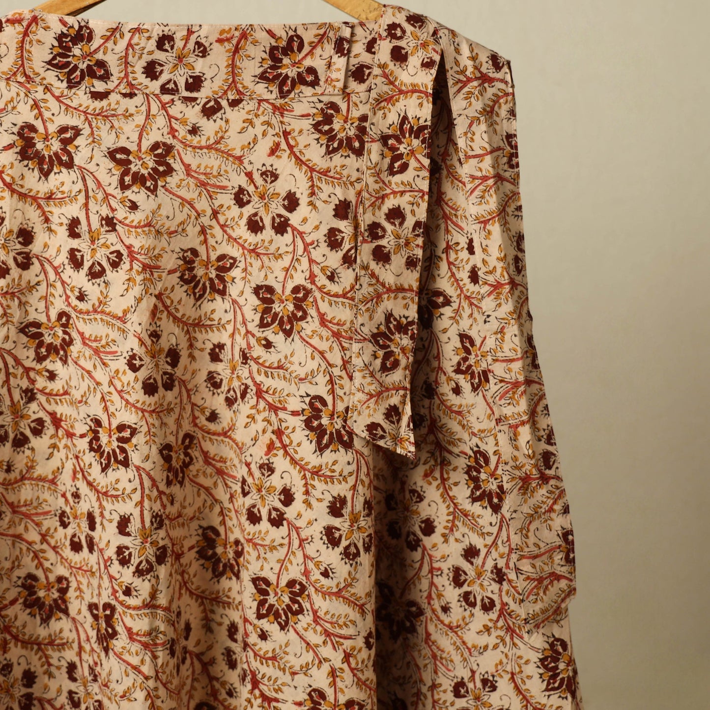 Beige - kalamkari cotton wrap around skirt 63 - handcrafted