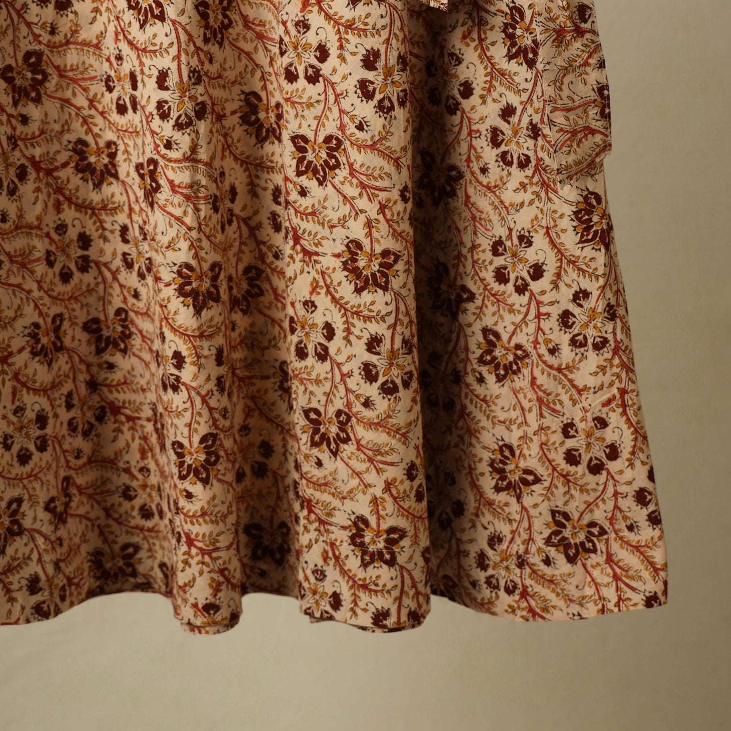 Beige - kalamkari cotton wrap around skirt 63 - handcrafted