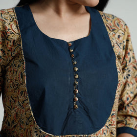  Kalamkari Hand Block Printed Cotton Long Kurta For Women