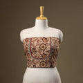 Beige Kalamkari Print Hand Embroidery Cotton Blouse Piece
