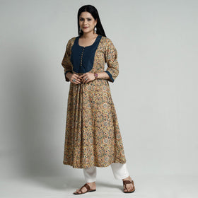  Kalamkari Hand Block Printed Cotton Long Kurta For Women