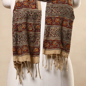 Buy Beige Kalamkari Print Handloom Cotton Mangalagiri Stole