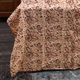 Beige - kalamkari with modal silk patch cotton bedsheet set