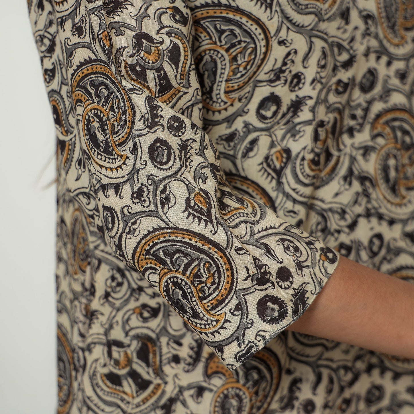 Kalamkari Block Print Mul Cotton Straight Kurta For Women