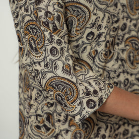 Kalamkari Block Print Mul Cotton Straight Kurta For Women