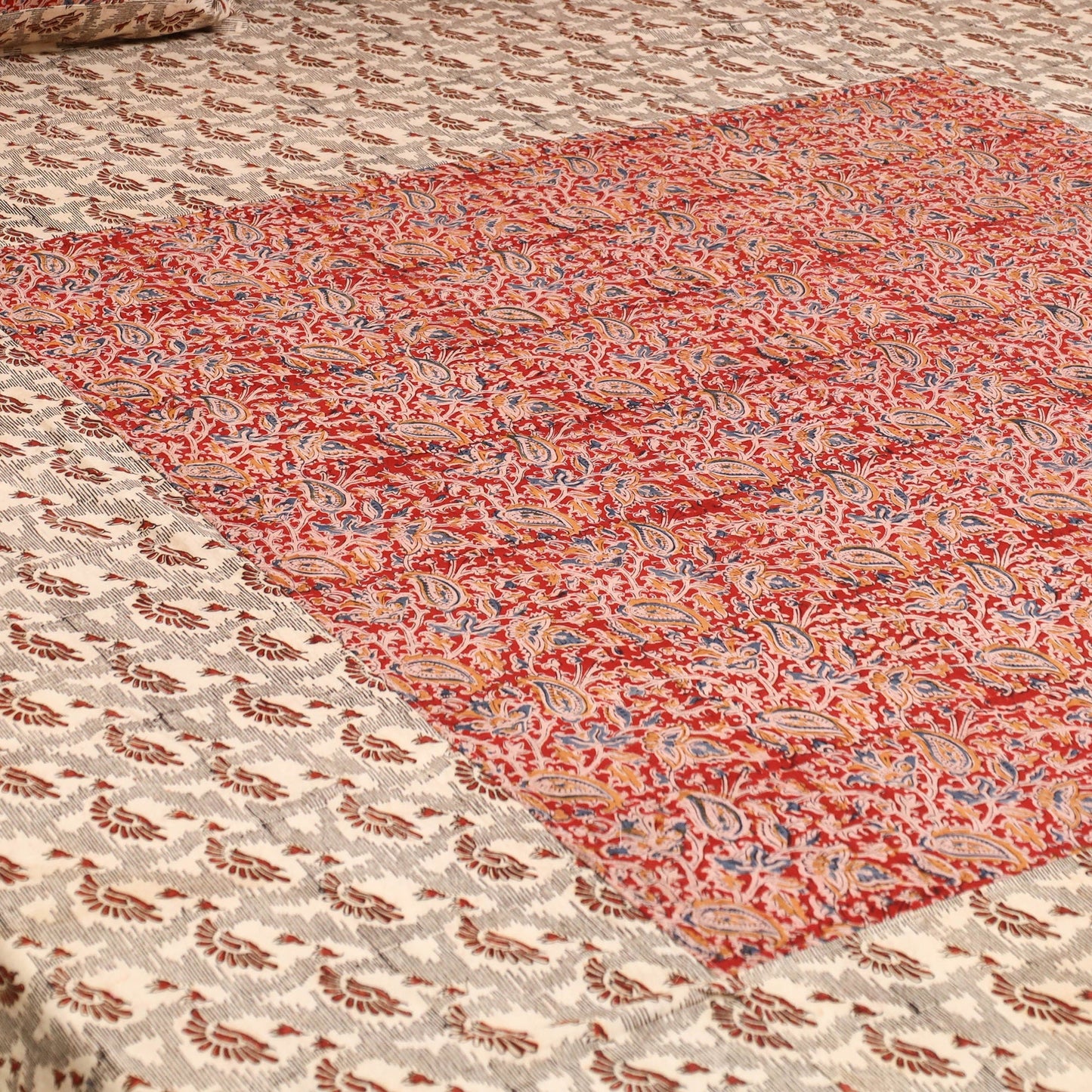 Kalamkari patchwork cotton bedsheet set 55 - handcrafted