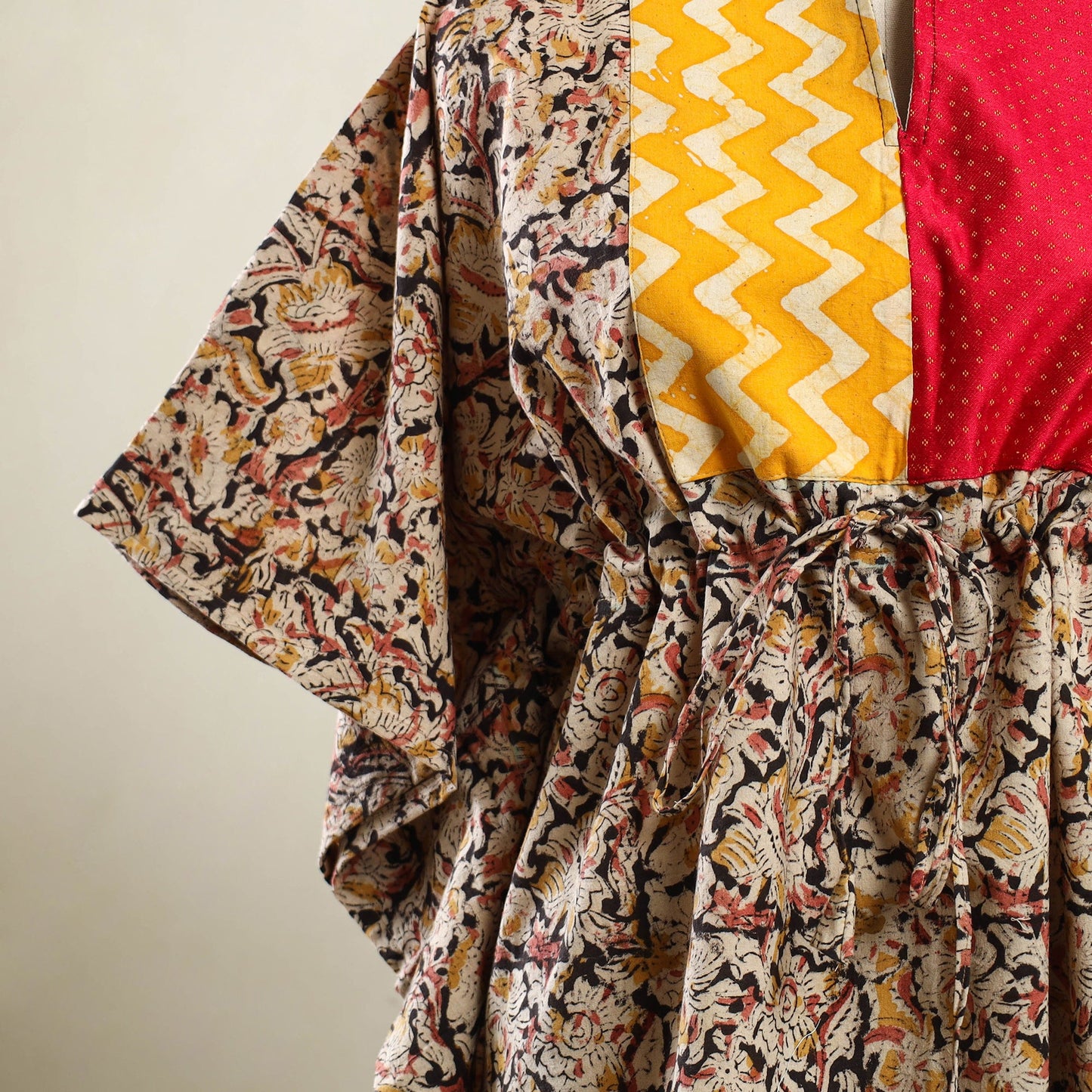 Beige - kalamkari patchwork cotton kaftan (short) 23