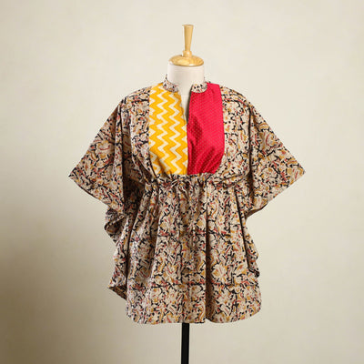 Beige - kalamkari patchwork cotton kaftan (short) 23