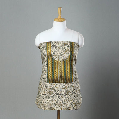 Beige - kalamkari patchwork cotton unstitched kurta