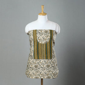 Beige - kalamkari patchwork cotton unstitched kurta