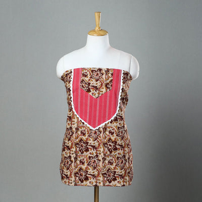 Beige - kalamkari patchwork cotton unstitched kurta