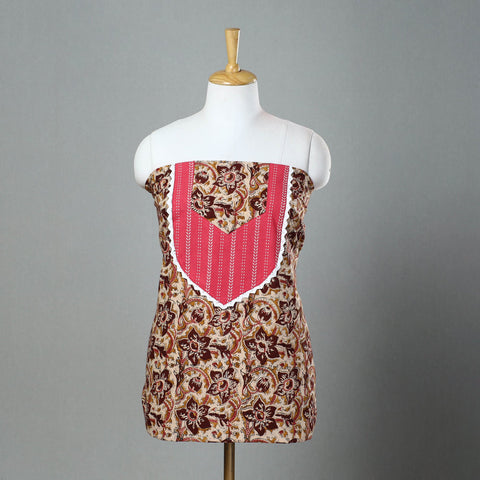 Beige - kalamkari patchwork cotton unstitched kurta