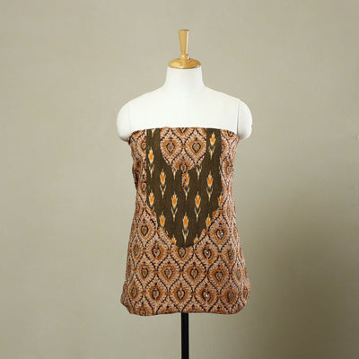 Beige - kalamkari patchwork cotton unstitched kurta