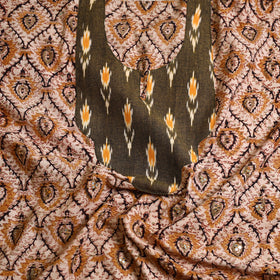 Beige - kalamkari patchwork cotton unstitched kurta