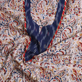 Beige - kalamkari patchwork cotton unstitched kurta