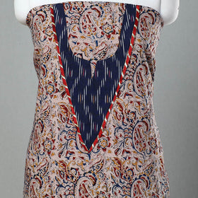 Beige - kalamkari patchwork cotton unstitched kurta