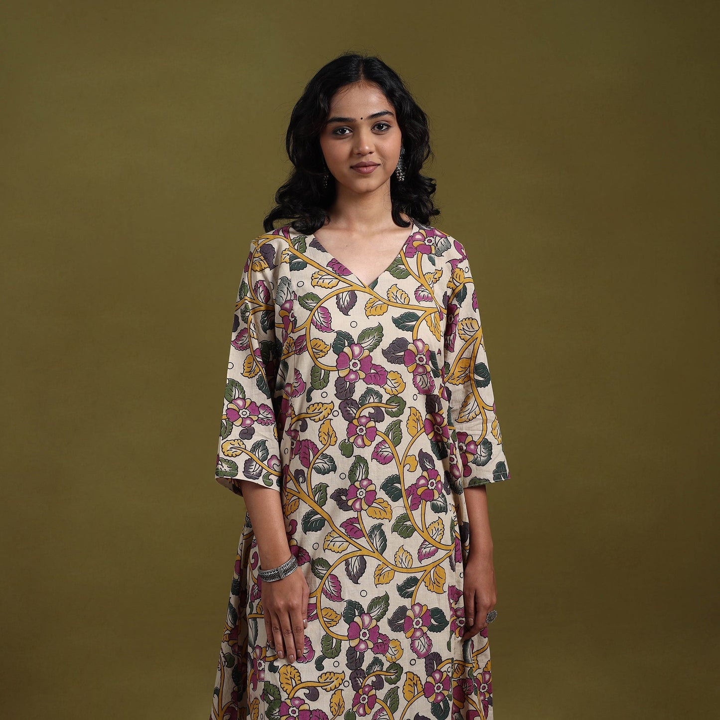 Kalamkari printed cotton 2pc kurta set for women 09