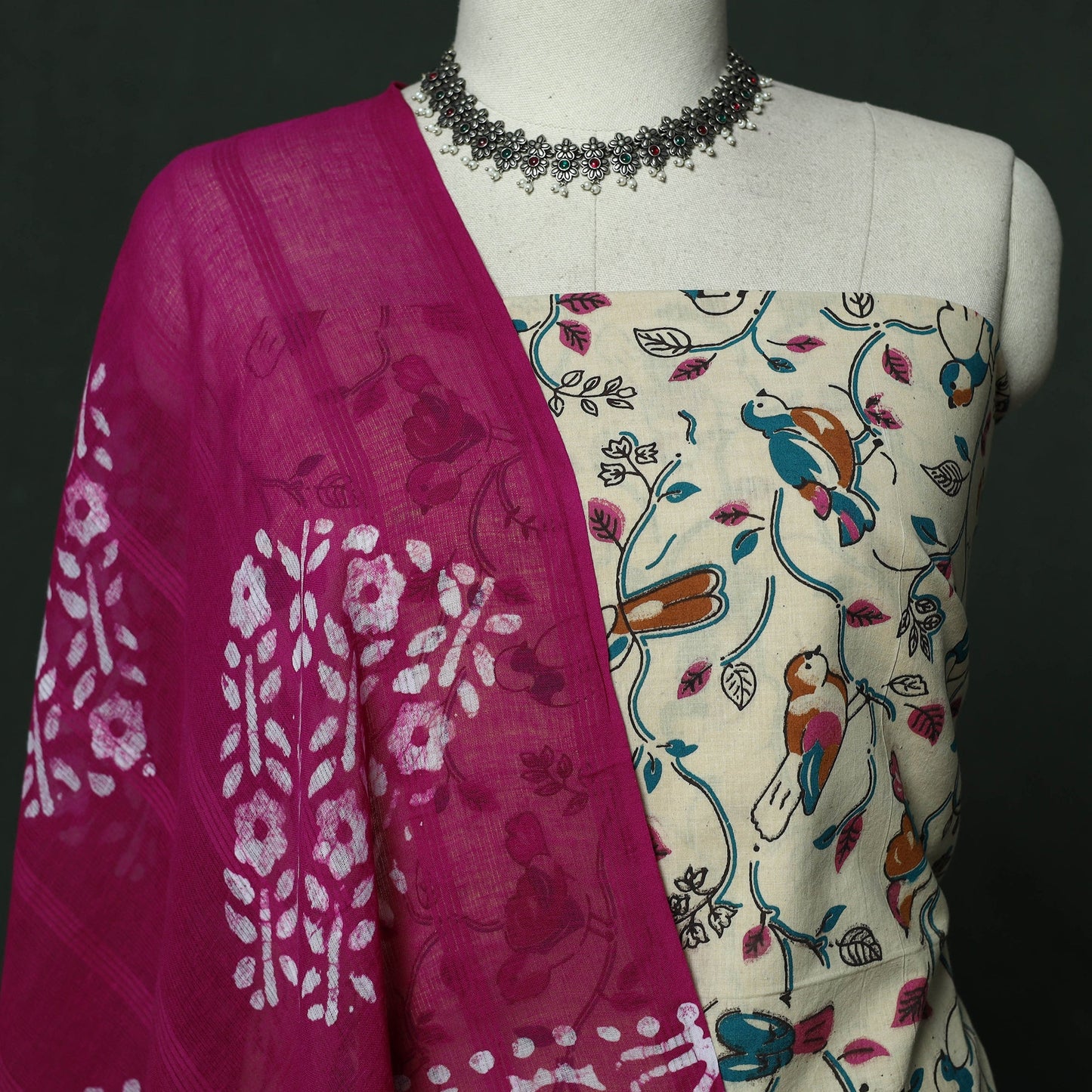 Kalamkari printed cotton 2pc unstitched dress material