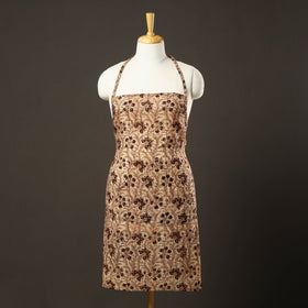 Beige Kalamkari Print Cotton Apron with Pocket