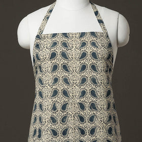 Beige Kalamkari Block Printed Cotton Apron with Pocket 