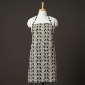 Beige Kalamkari Block Printed Cotton Apron with Pocket 