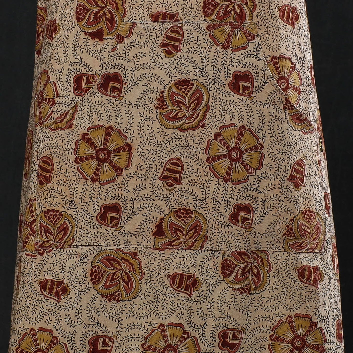 Beige Kalamkari Block Printed Cotton Apron 