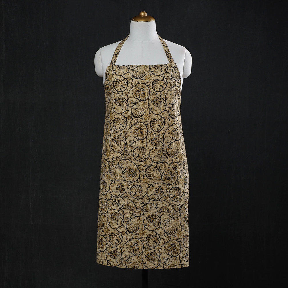 Beige Kalamkari Block Printed Cotton Apron 