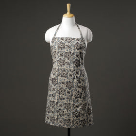 Beige Kalamkari Block Printed Cotton Apron with Pocket 