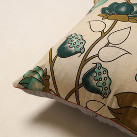 Beige - kalamkari printed cotton cushion cover 11