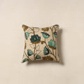 Beige - kalamkari printed cotton cushion cover 11