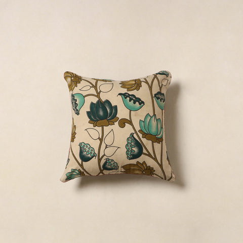 Beige - kalamkari printed cotton cushion cover 11