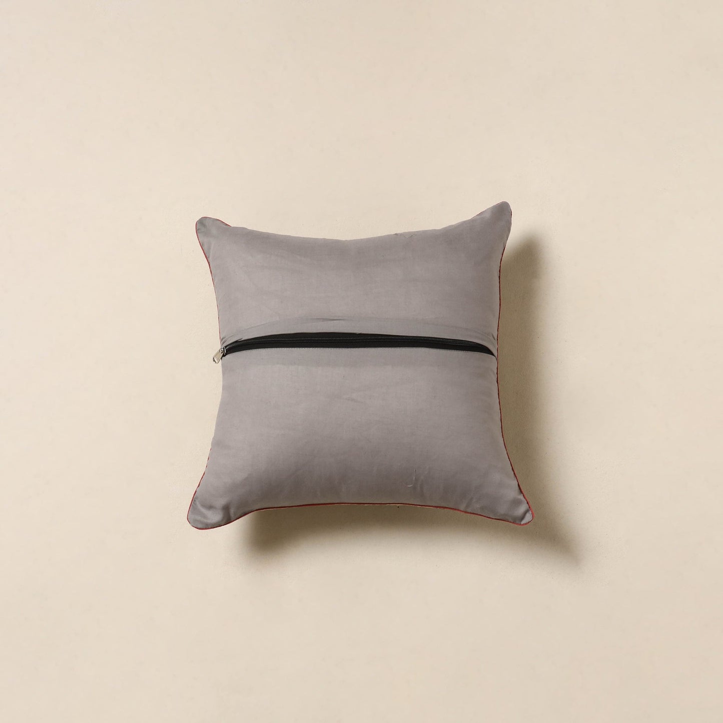 Beige - kalamkari printed cotton cushion cover 11