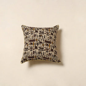 Beige - kalamkari printed cotton cushion cover 56