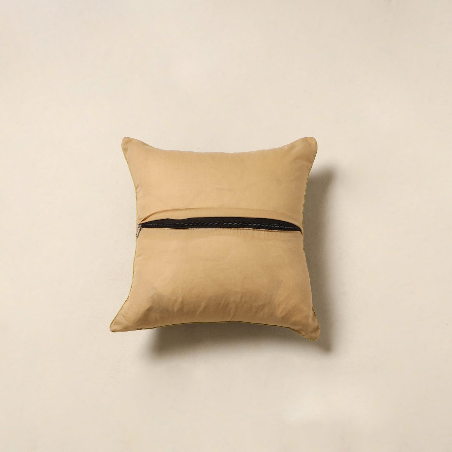 Beige - kalamkari printed cotton cushion cover 56