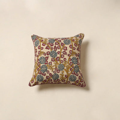 Beige - kalamkari printed cotton cushion cover 60