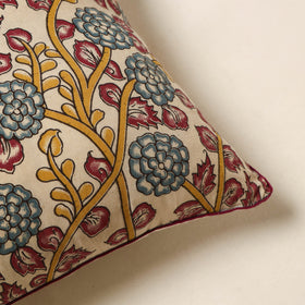 Beige - kalamkari printed cotton cushion cover 60