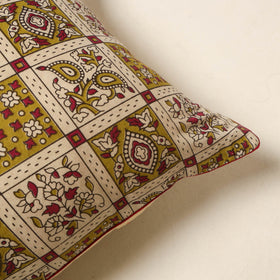 Beige - kalamkari printed cotton cushion cover 61