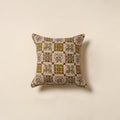 Beige - kalamkari printed cotton cushion cover 61
