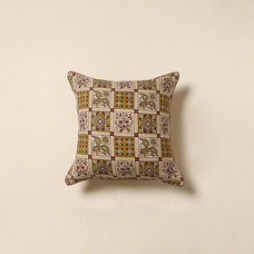 Beige - kalamkari printed cotton cushion cover 61