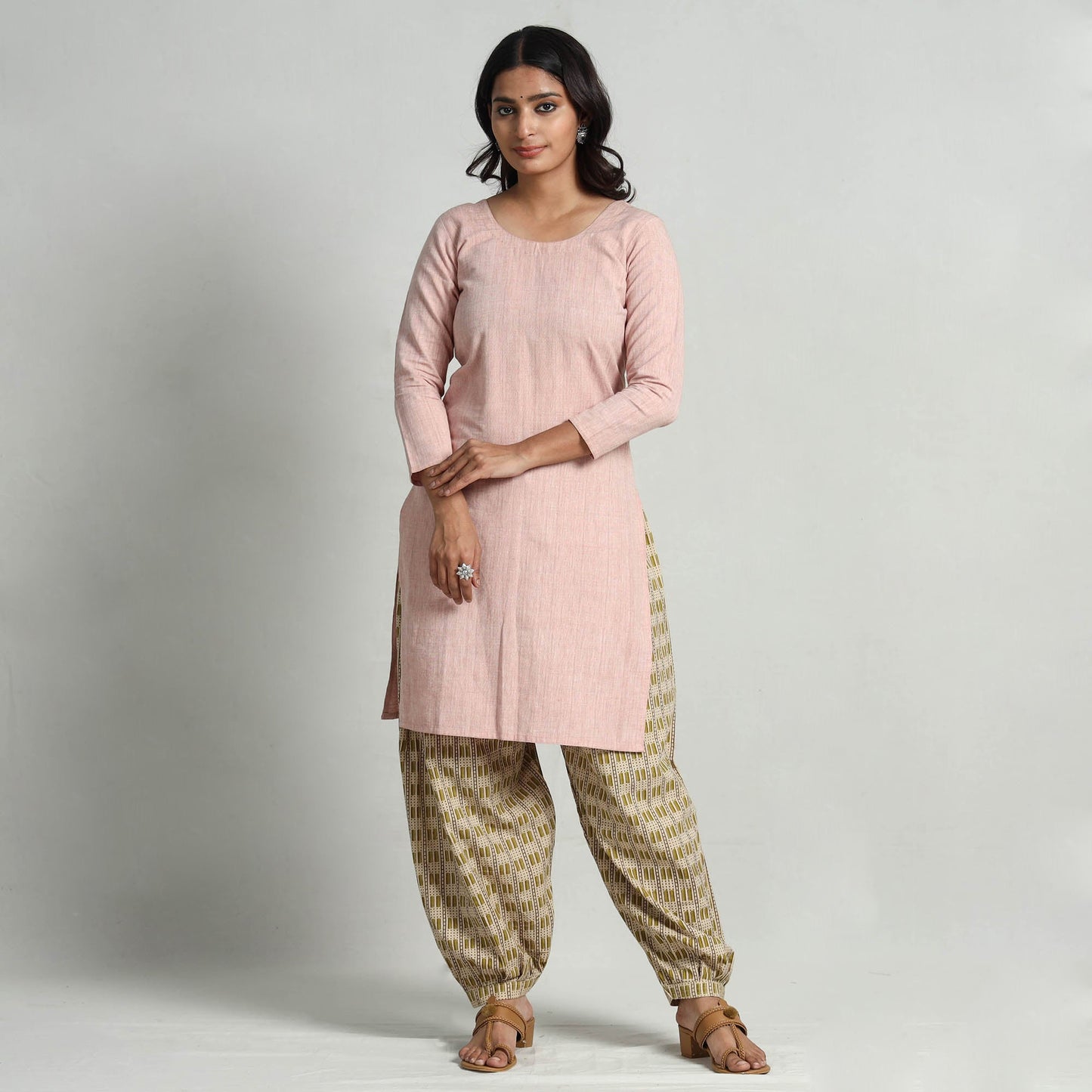 Buy Kalamkari Printed Cotton Elasticated Afghani Salwar Online at iTokri.com