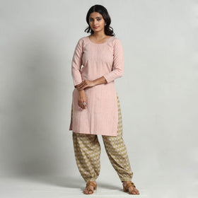Buy Kalamkari Printed Cotton Elasticated Afghani Salwar Online at iTokri.com