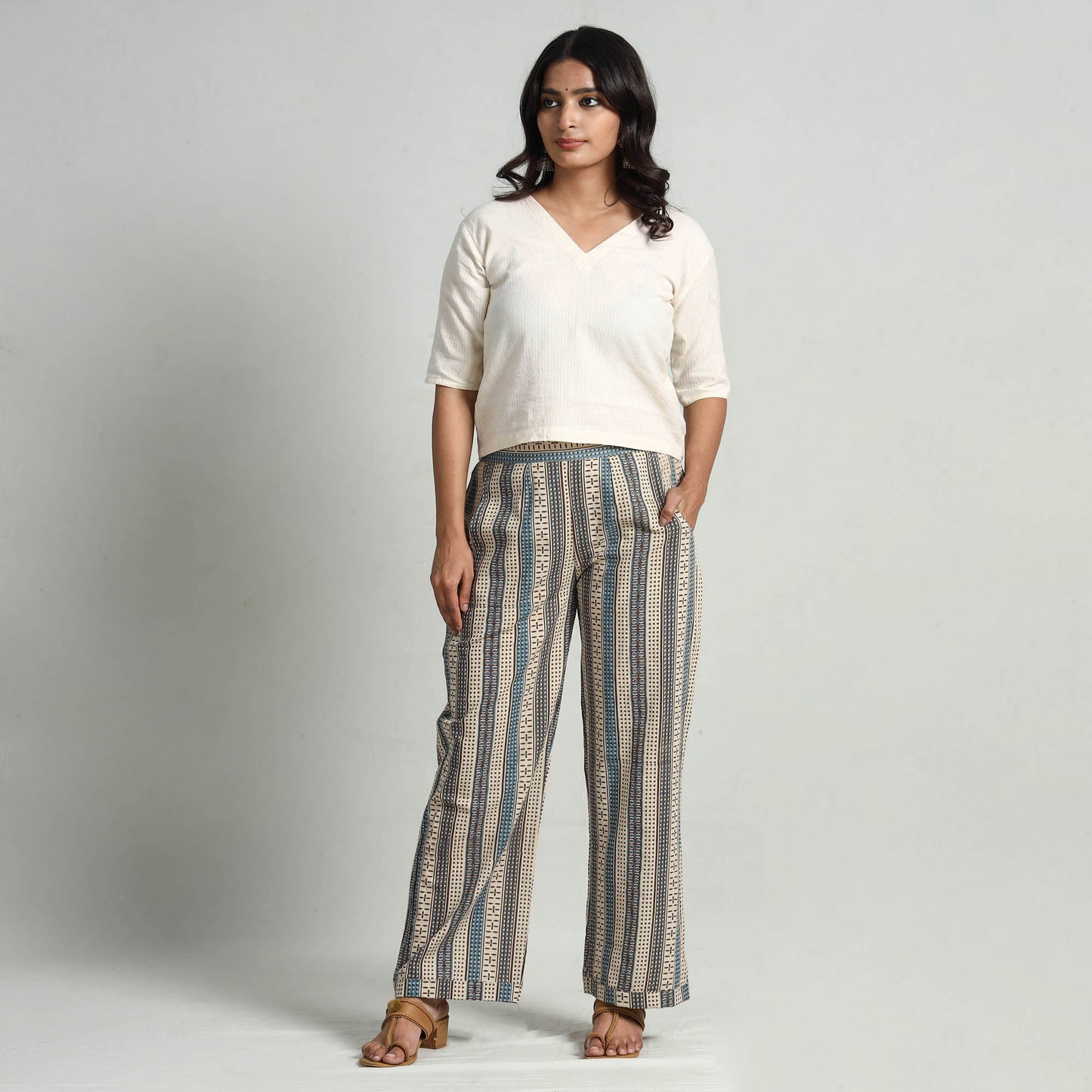  Kalamkari Printed Cotton Elasticated Palazzo 