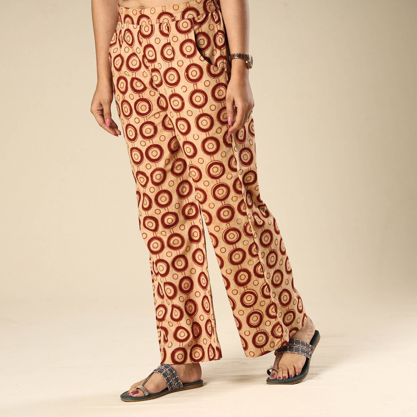  Kalamkari Block Printed Cotton Elasticated Palazzo 