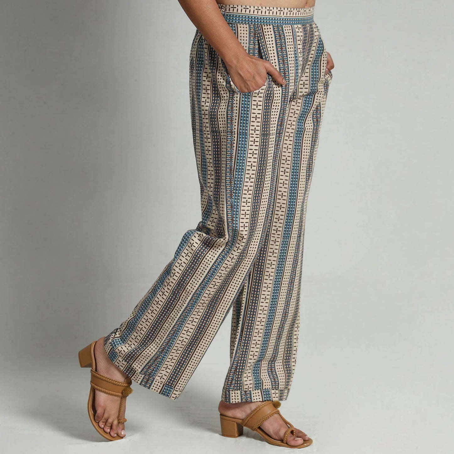  Kalamkari Printed Cotton Elasticated Palazzo 