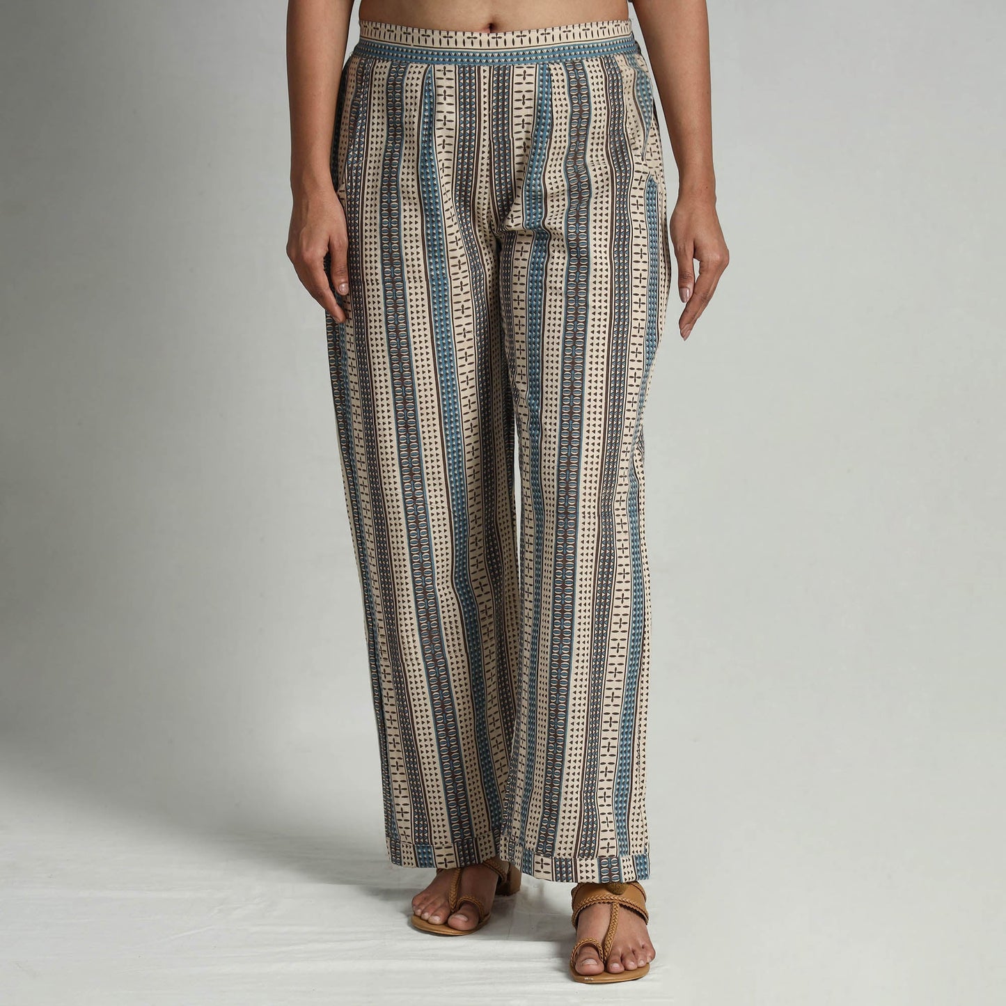  Kalamkari Printed Cotton Elasticated Palazzo 