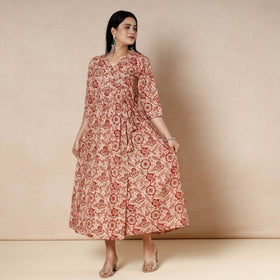 Buy Kalamkari Block Printing Cotton Flared Dress Online l iTokri.com