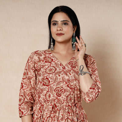 Buy Kalamkari Block Printing Cotton Flared Dress Online l iTokri.com